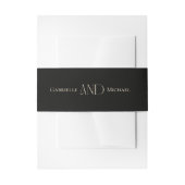 Black Cream Timeless Elegant Monogram Wedding  Einladungsbanderole (Vorderseite Beispiel)