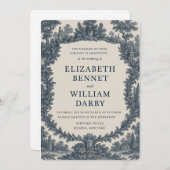 Black & Cream Toile Wedding Invitation – Old World Einladung (Vorne/Hinten)