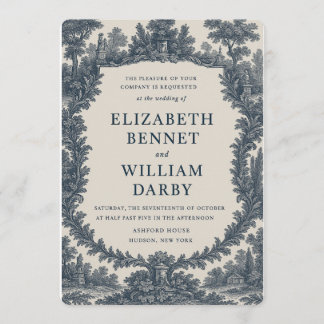 Black & Cream Toile Wedding Invitation – Old World Einladung