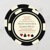 Black Cream Vegas Wedding Save the Date Poker Chip Einladung (Vorne/Hinten)