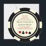 Black Cream Vegas Wedding Save the Date Poker Chip Einladung<br><div class="desc">Lassen Sie sich verzaubern,  indem Sie Ihren Gästen diese fabelhaften,  schwarzen,  cremefarbenen und roten Poker-Chips Save the Date einladen. Sie werden gespannt auf die offizielle Einladung zu dieser unvergesslichen Hochzeit warten!</div>
