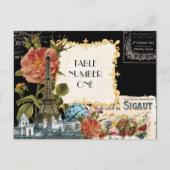 Black Cream Vintag Eiffelturm Rose Tischnummer (Vorderseite)