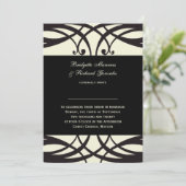 Black Cream Wedding Einladung Art Déco (Stehend Vorderseite)