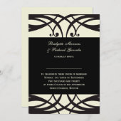 Black Cream Wedding Einladung Art Déco (Vorne/Hinten)