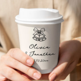 Black & Cream Whimsical Hand Drawn Wedding Coffee Pappbecher