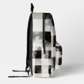 Black Cream White Plaid Stripes Bedruckter Rucksack (Links)