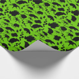 Black Creepy Crawly Critters Rats Horror Pattern Geschenkpapier