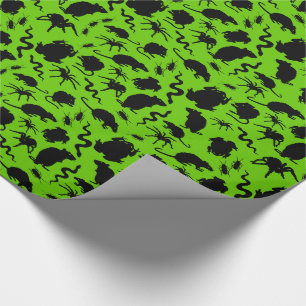 Black Creepy Crawly Critters Rats Horror Pattern Geschenkpapier