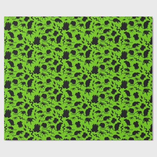 Black Creepy Crawly Critters Rats Horror Pattern Geschenkpapier (Flach)