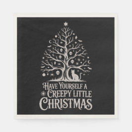 Black Creepy Gothic Weihnachtsbaum Serviette