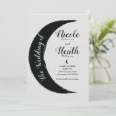Black Crescent Dark Moon Celestial Night Wedding Einladung (Stehend Vorderseite)