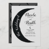 Black Crescent Dark Moon Celestial Night Wedding Einladung (Vorne/Hinten)