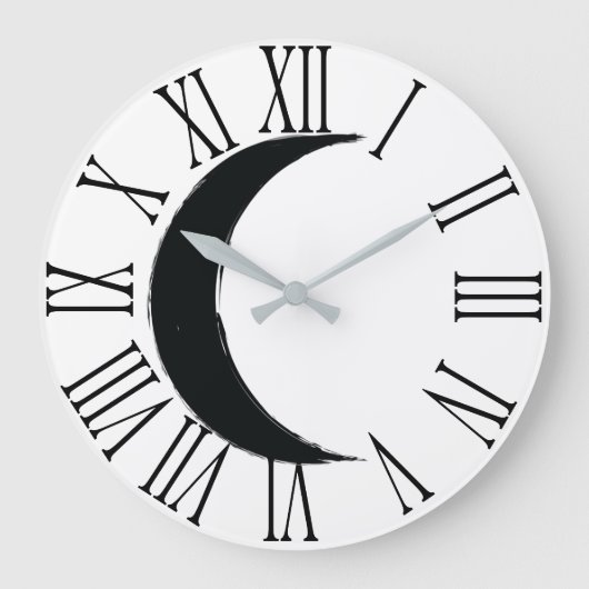 Black Crescent Waning Magic Dark Moon Astrology Große Wanduhr (Vorderseite)