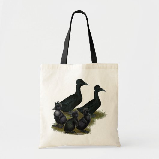 Black Crested Duck Family Tragetasche (Vorne)