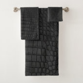 Black Crocodile Leather Print Badhandtuch Set (Insitu)