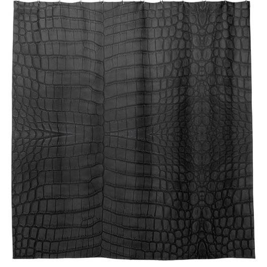 Black Crocodile Leather Print Duschvorhang (Vorderseite)