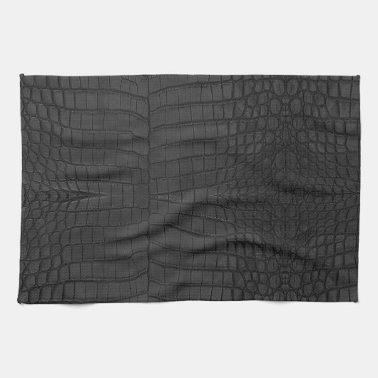 Black Crocodile Leather Print Geschirrtuch (Horizontal)