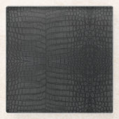 Black Crocodile Leather Print Glasuntersetzer (Vorderseite)