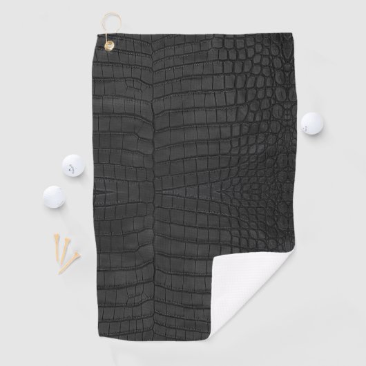 Black Crocodile Leather Print Golfhandtuch (Insitu)