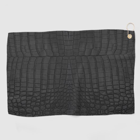 Black Crocodile Leather Print Golfhandtuch (Horizontal)
