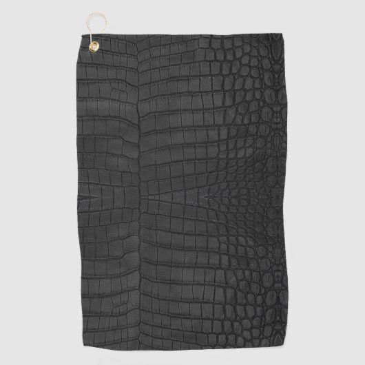 Black Crocodile Leather Print Golfhandtuch (Vorderseite)