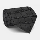 Black Crocodile Leather Print Krawatte (Gerollt)