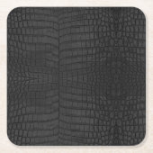 Black Crocodile Leather Print Rechteckiger Pappuntersetzer (Vorderseite)