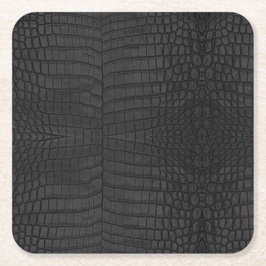 Black Crocodile Leather Print Rechteckiger Pappuntersetzer (Vorderseite)