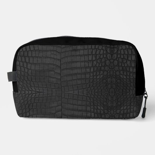 Black Crocodile Leather Print Waschbeutel (Vorderseite)