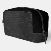 Black Crocodile Leather Print Waschbeutel (Rechte Ecke)