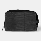 Black Crocodile Leather Print Waschbeutel (Rückseite)