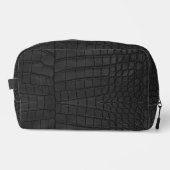 Black Crocodile Leather Print Waschbeutel (Vorderseite)