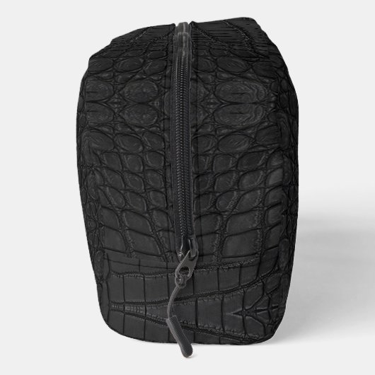Black Crocodile Leather Print Waschbeutel (Rechts)