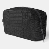 Black Crocodile Leather Print Waschbeutel (Rechte Ecke)