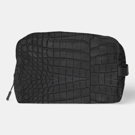 Black Crocodile Leather Print Waschbeutel (Rückseite)