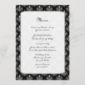 Black Cronier Damask Wedelmenü Menükarte (Rückseite)