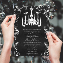 Black Cronier Love Bird Wedding Einladung
