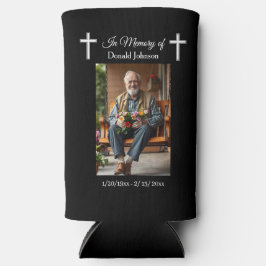 Black Cross and Poem Photo Memorial Selters Dosenkühler