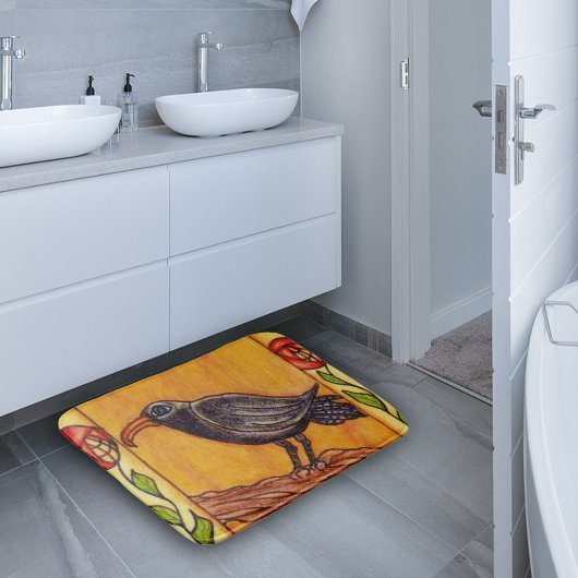 Black Crow Art Deco Rose Badematte