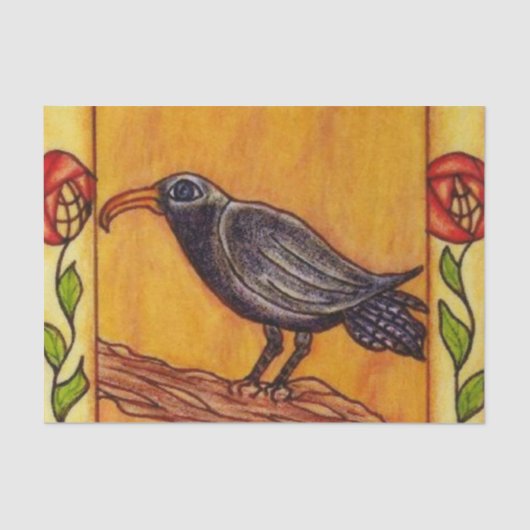 Black Crow Art Deco Rose Seidenpapier (Vorderseite)