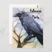 Black Crow Beängstigend Gothic Abstrakt Halloween Postkarte (Vorne/Hinten)