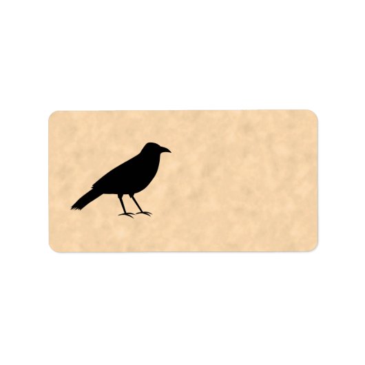Black Crow Bird auf einem Parchment-Muster. Adressaufkleber (Vorne)