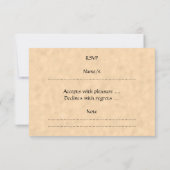 Black Crow Bird auf einem Parchment-Muster. RSVP Karte (Rückseite)