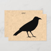 Black Crow Bird auf einem Parchment-Muster. RSVP Karte (Vorne/Hinten)