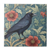 Black Crow Bird William Morris Stil Fliese (Vorderseite)