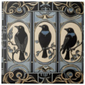 Black Crow Birds Art Nouveau Art Deco Bird Fliese