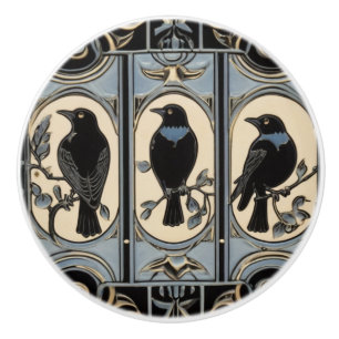 Black Crow Birds Art Nouveau Art Deco Bird Keramikknauf