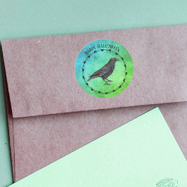 Black Crow Circle Black Barbed Wire Blue Green Runder Aufkleber