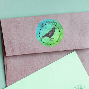 Black Crow Circle Black Barbed Wire Blue Green Runder Aufkleber