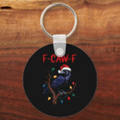 Black Crow, F-caw-f Meme Black Bird With Santa Hat Schlüsselanhänger (Vorderseite)